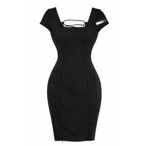 TA3 Squarey Dress Black Medium Short Sculpting Bodycon NWT